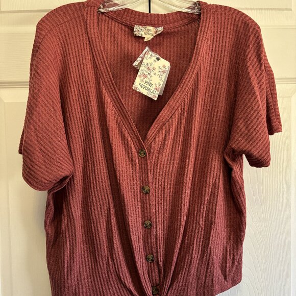 PInk Republic Button Front Tie-Hem Top – Size (XXL) – NWT - Picture 1 of 3
